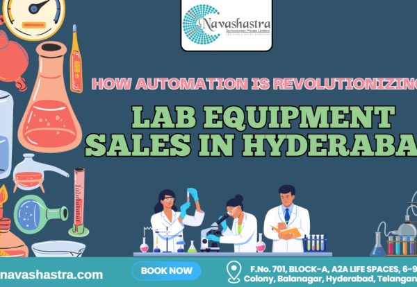 Modern laboratory with automated equipment and digital interface, representing lab automation in Hyderabad