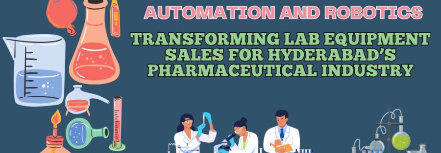 A modern lab equipment store with automated digital sales tools in Hyderabad.